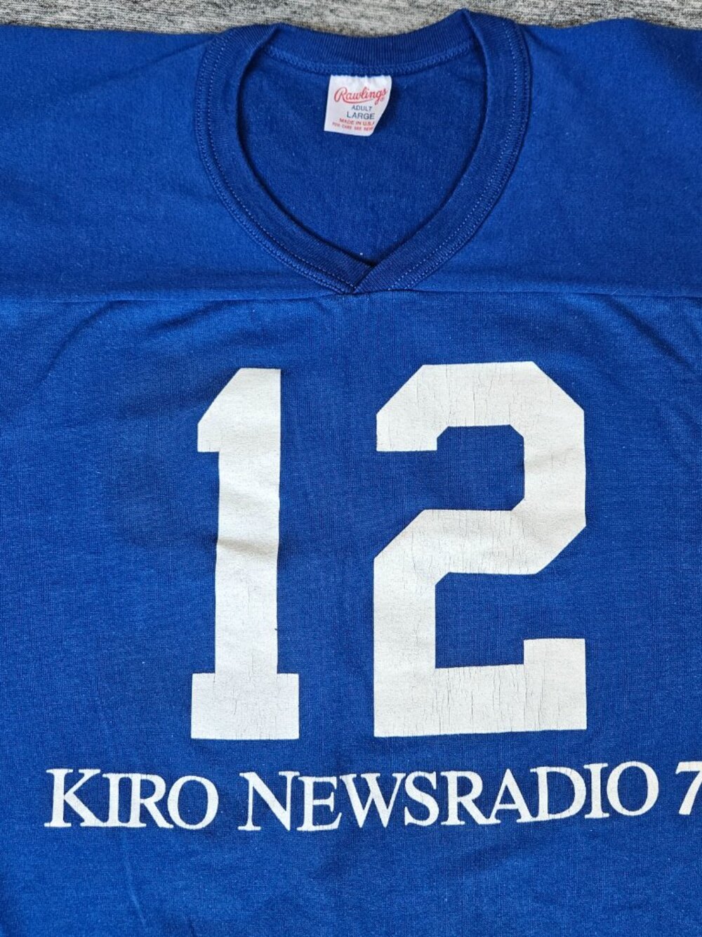 SEATTLE SEAHAWKS Vtg 1980s RAWLINGS 12th Man Fan Jersey T-Shirt Large Made In US - Picture 4 of 9